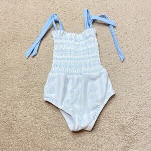 Edgehill Collection Blue and White Kids Swim One Piece